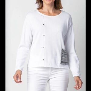 🖤 Habitat 100% Cotton White Long Sleeve Top with Black Accents